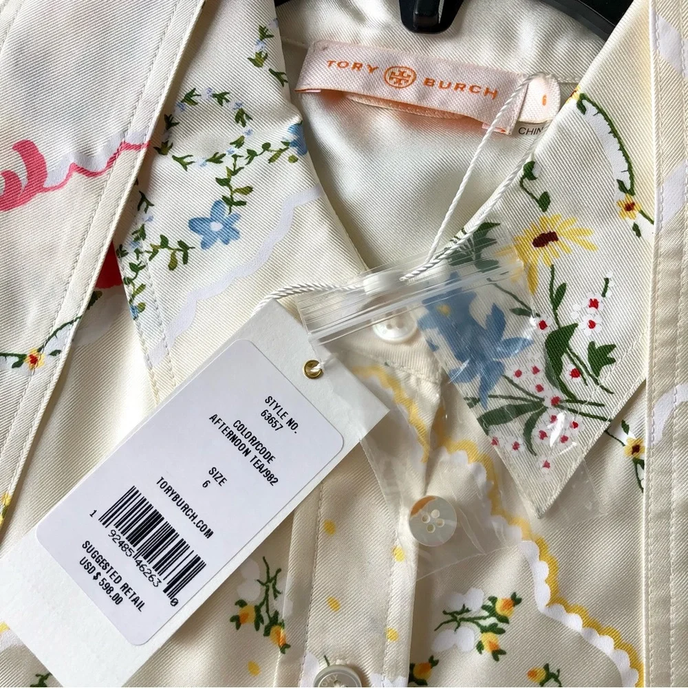 ๐คฉ Sz 6 Tory Burch silk shirt dress - Picture 6 of 8